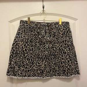 Madewell Rigid Denim Aline Leopard Mini Skirt